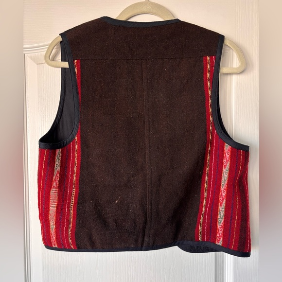 Vintage Artesania Cumi Bolivian wool tapestry bohemian handmade vest size medium - Picture 3 of 5